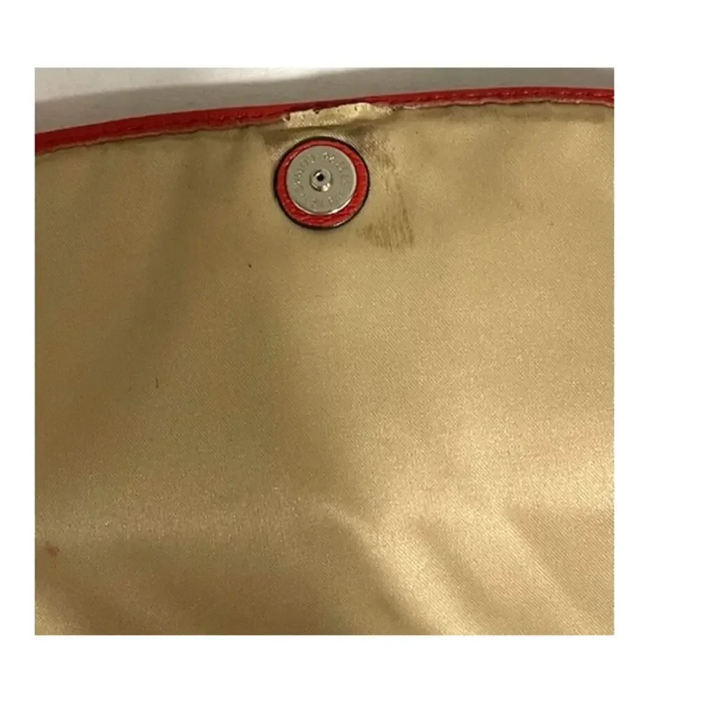 Coach Pebble Leather Clutch Shoulder Bag Wallet Red